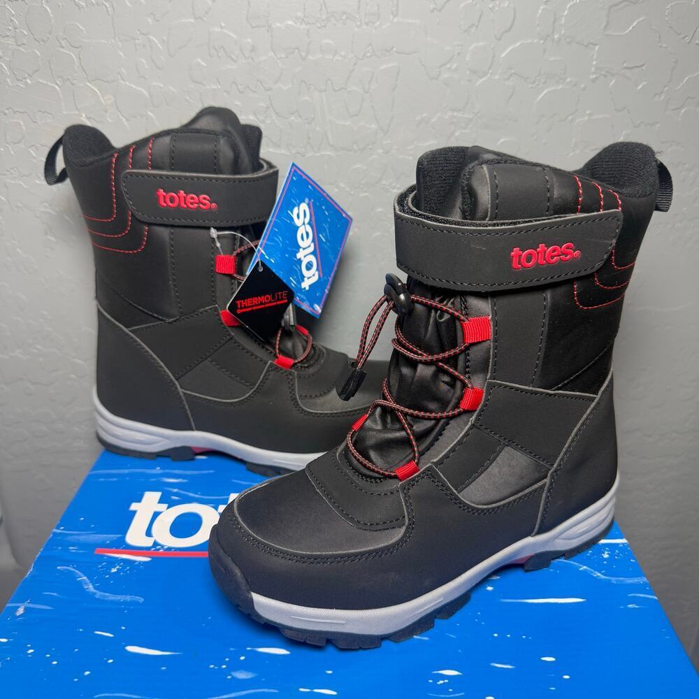 Totes Samson Boys' Winter Boots, Red, Size 3